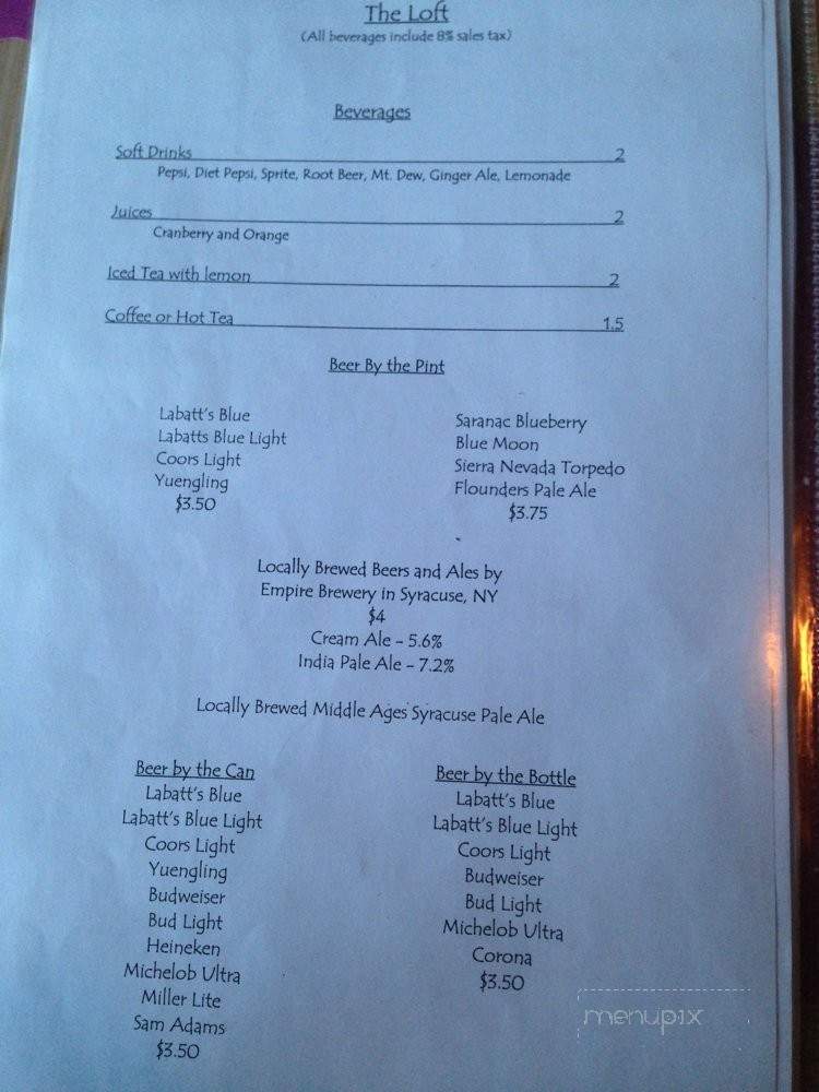 The Loft - Tully, NY menu_pic
