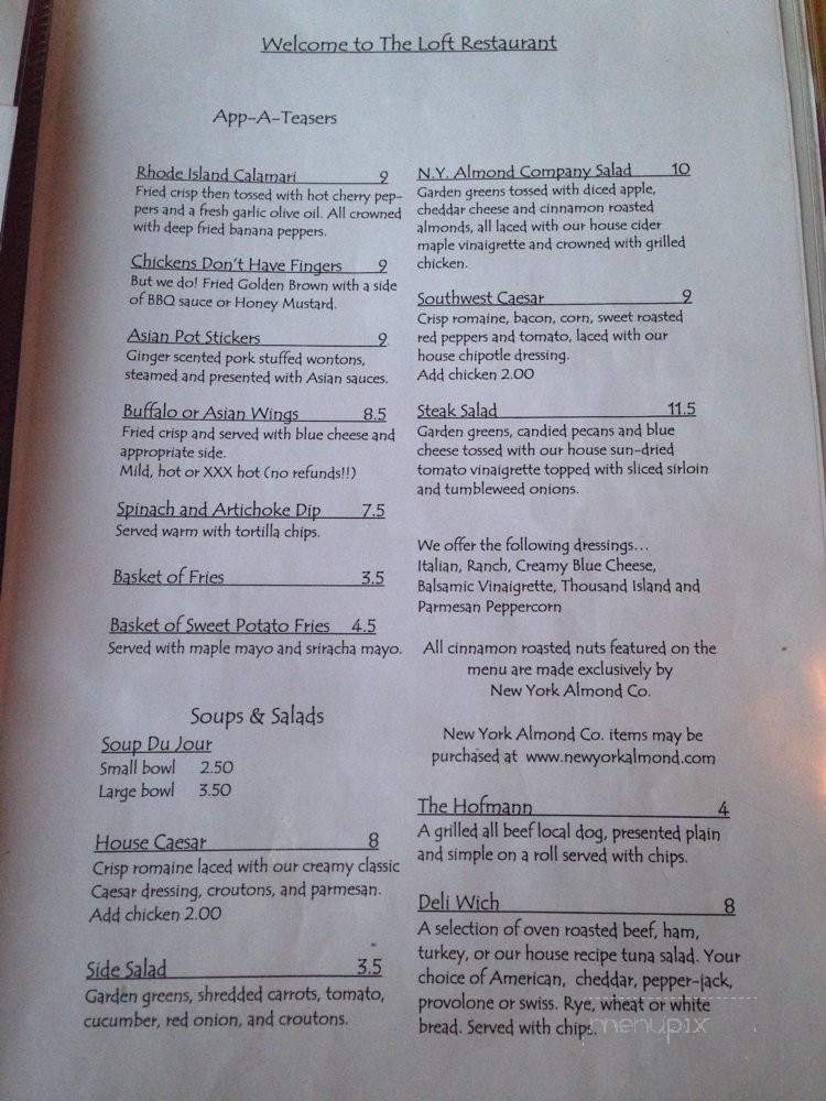 The Loft - Tully, NY menu_pic