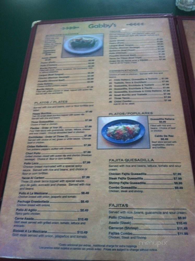 Gabby's - West Liberty, IA menu_pic