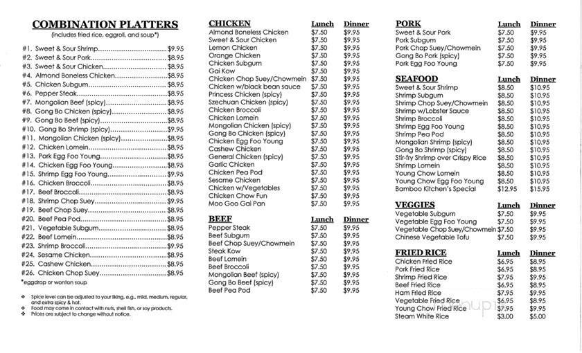 Bamboo Kitchen - Pine City, MN menu_pic