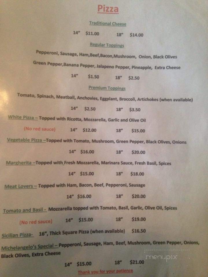 Michelangelo's - Palm Bay, FL menu_pic