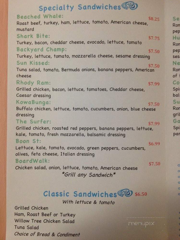 Surf Shack Deli - Narragansett, RI menu_pic