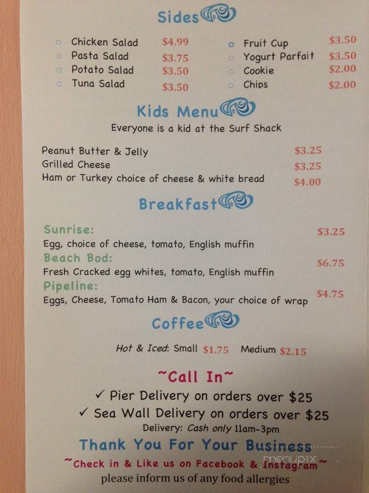 Surf Shack Deli - Narragansett, RI menu_pic