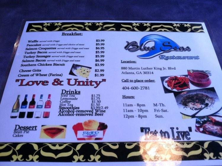 Blue Seas Restaurant - Atlanta, GA menu_pic