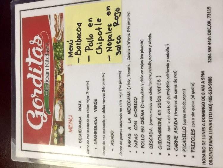 Gordita's Mexican Kitchen - Oklahoma City, OK menu_pic
