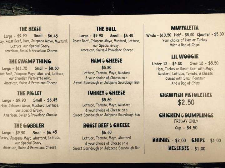 Woogie's Sandwich Shop - Vidor, TX menu_pic