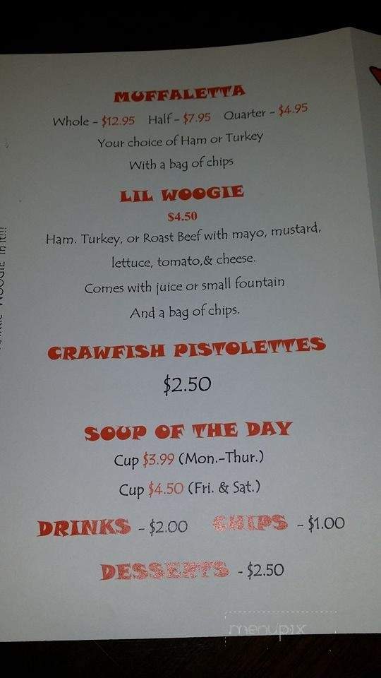 Woogie's Sandwich Shop - Vidor, TX menu_pic