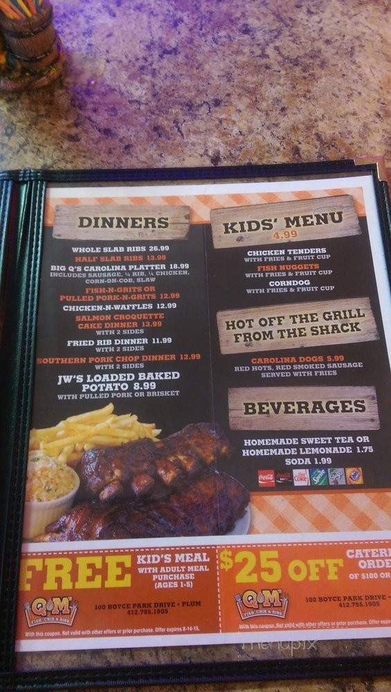 Q&M's Fish, Chik & Ribs - Plum, PA menu_pic