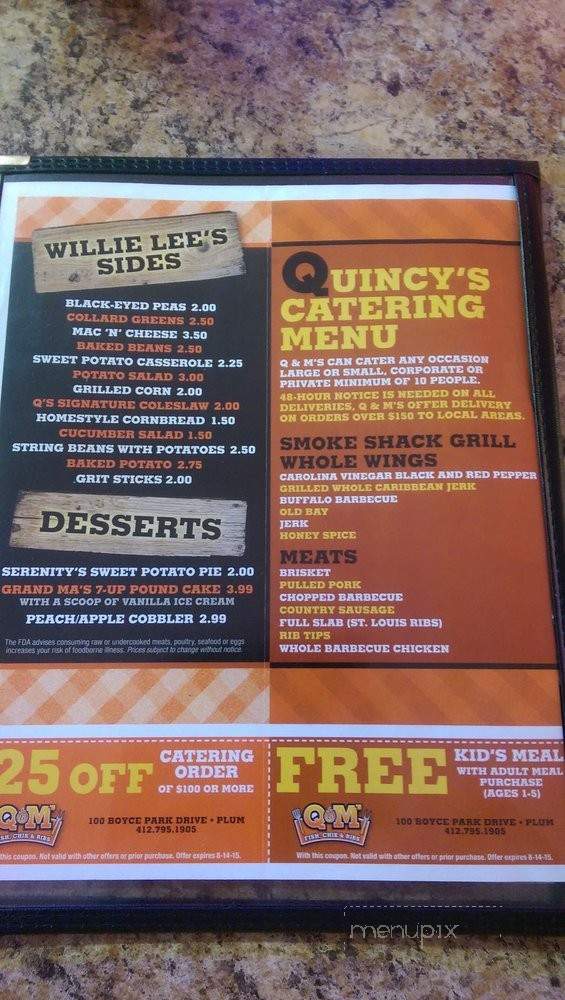 Q&M's Fish, Chik & Ribs - Plum, PA menu_pic