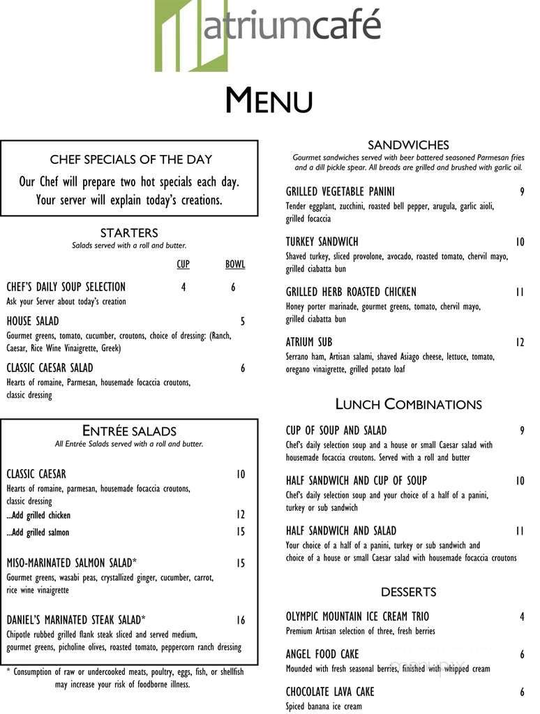 The Atrium Cafe - Bellevue, WA menu_pic