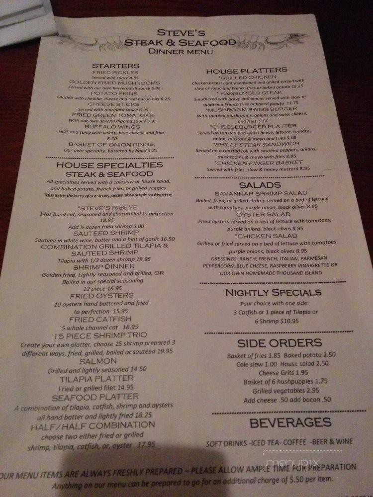 Steve's Corner Cafe - Macon, GA menu_pic