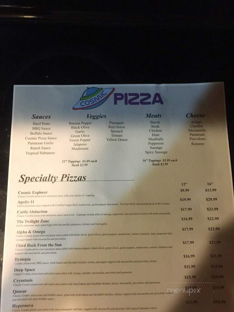 Cosmic Pizza - Louisville, KY menu_pic