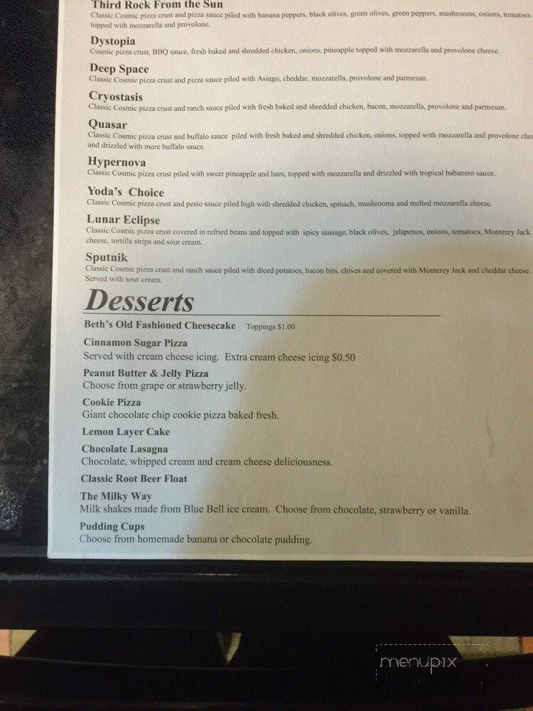 Cosmic Pizza - Louisville, KY menu_pic