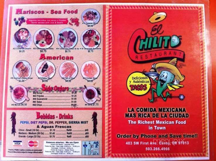El Chilito - Canby, OR menu_pic