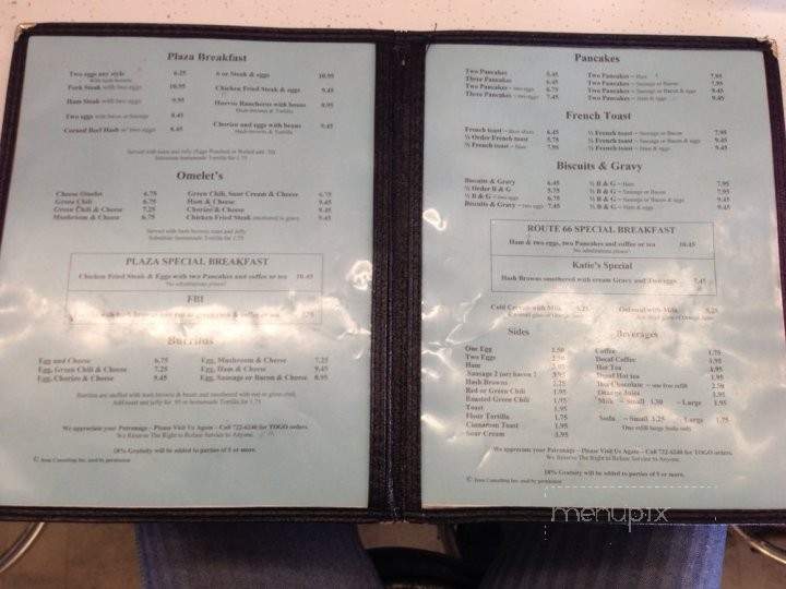 Plaza Cafe - Gallup, NM menu_pic