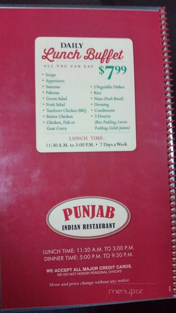 Punjab Indian Restaurant - Corning, CA menu_pic