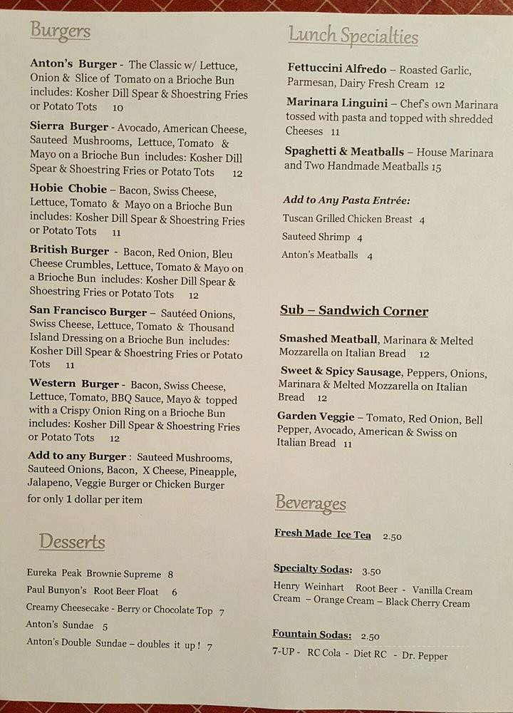 Anton's Grille - Blairsden, CA menu_pic