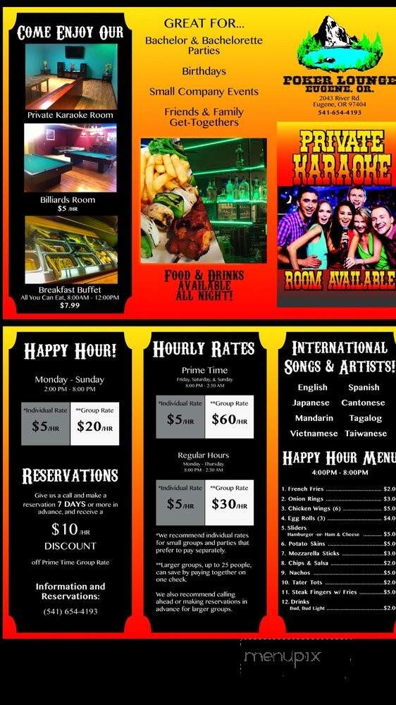 Poker Lounge - Eugene, OR menu_pic