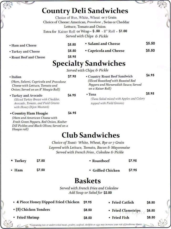 Tom's Country Kitchen - Mountainhome, PA menu_pic