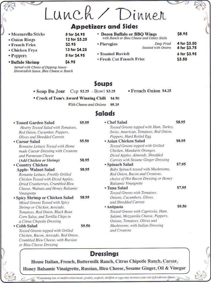 Tom's Country Kitchen - Mountainhome, PA menu_pic