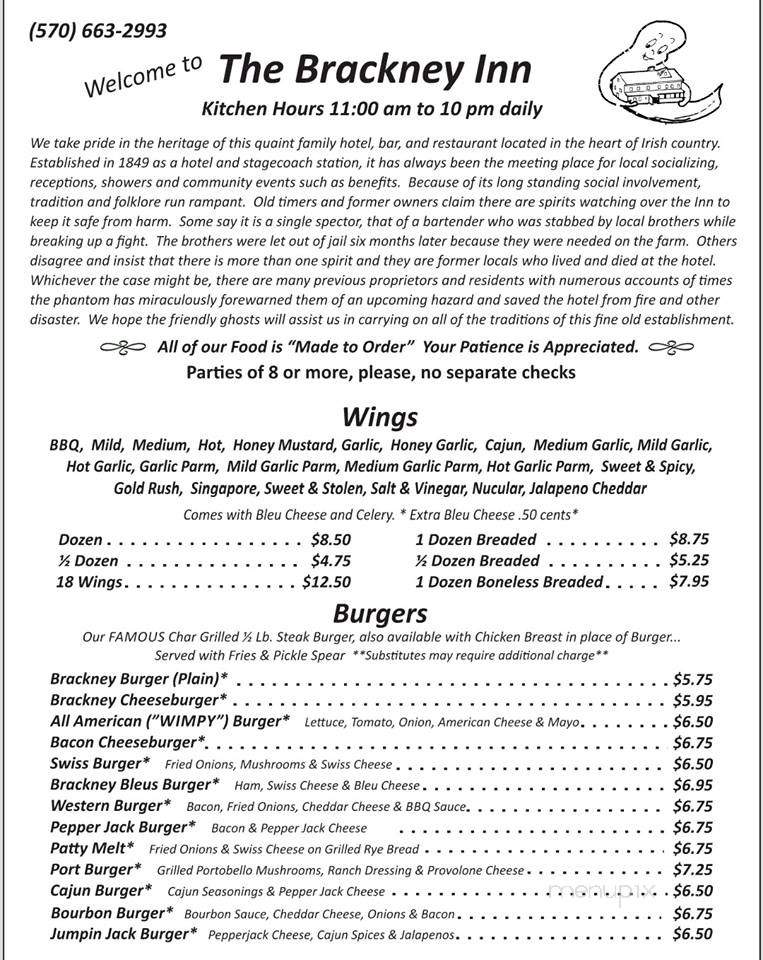 Brackney Inn - Brackney, PA menu_pic