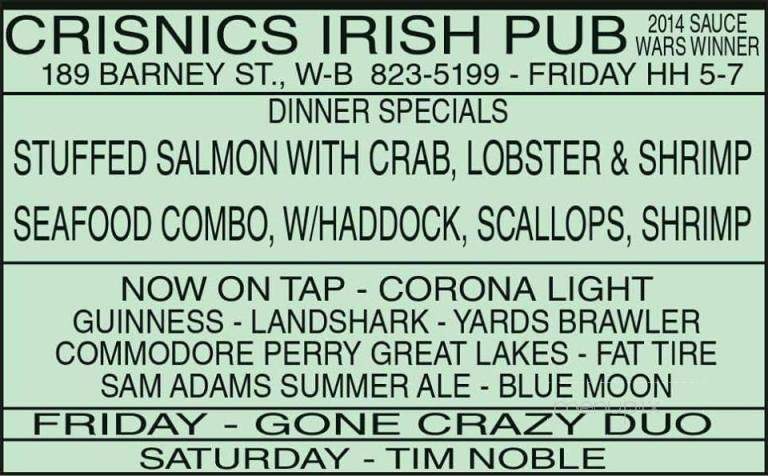 Cris Nics - Wilkes-Barre, PA menu_pic