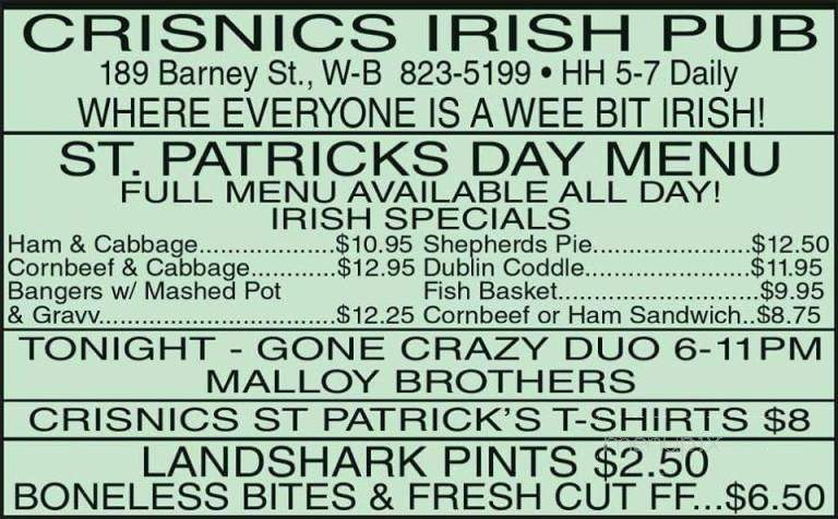 Cris Nics - Wilkes-Barre, PA menu_pic