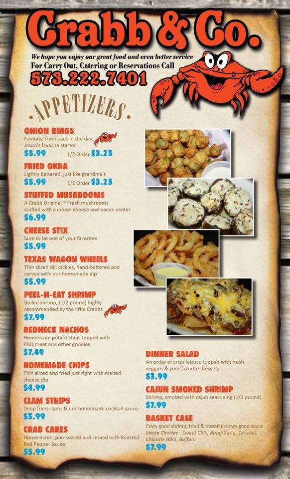 Crabb & Company - Wappapello, MO menu_pic