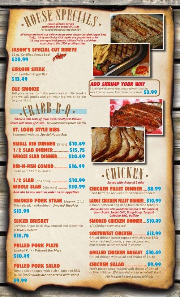Crabb & Company - Wappapello, MO menu_pic