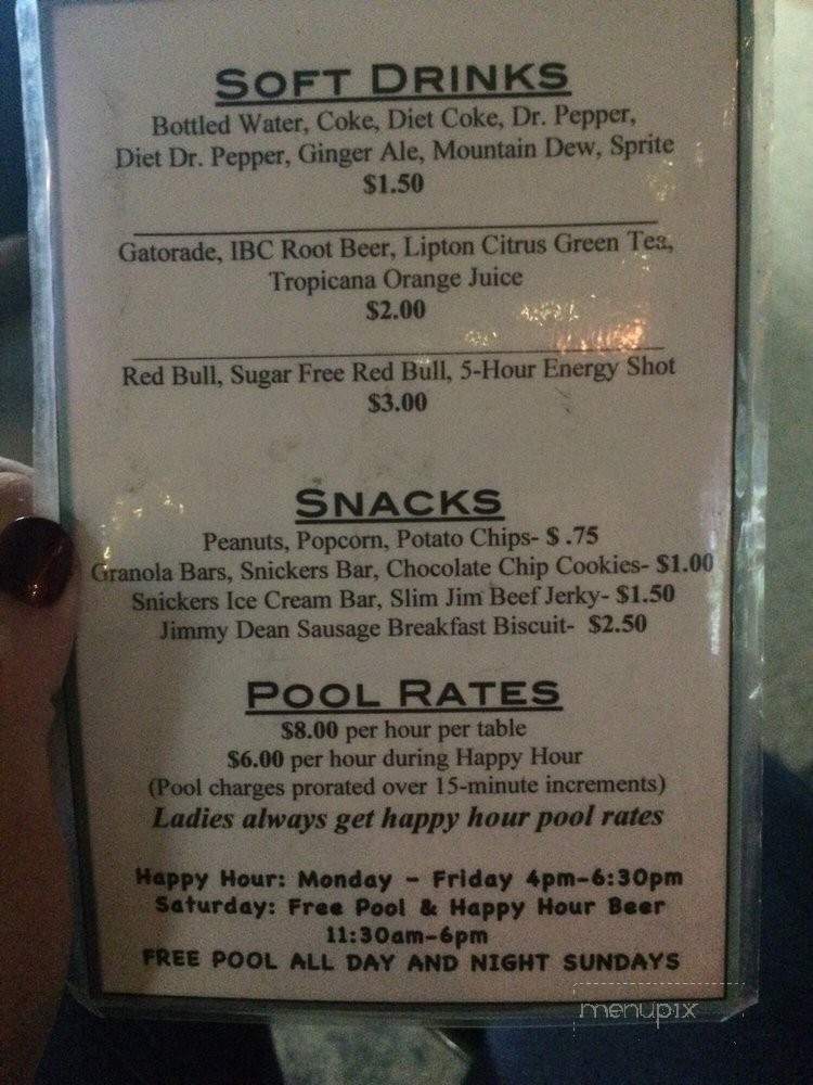 H-Cue's Upstairs Poolroom - Nashville, TN menu_pic