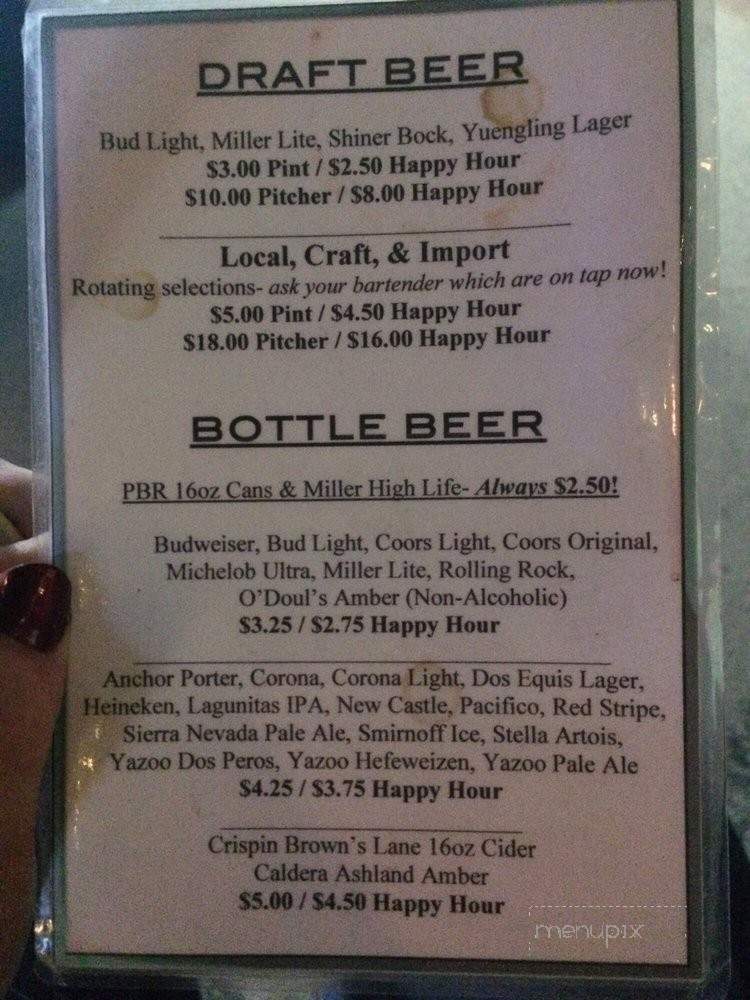 H-Cue's Upstairs Poolroom - Nashville, TN menu_pic