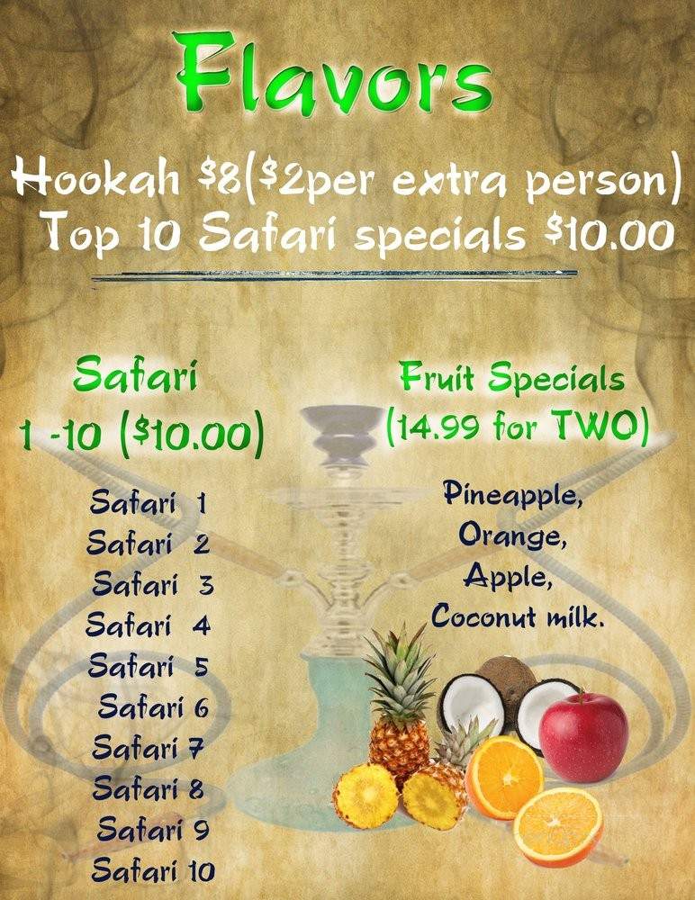 Safari Hookah - Nashville, TN menu_pic