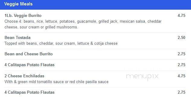 Sonora Mexican Food - El Cajon, CA menu_pic