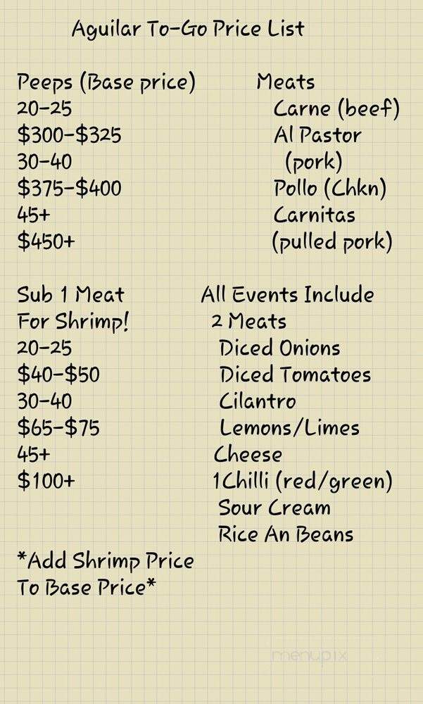 Aguilar To-Go - West Covina, CA menu_pic