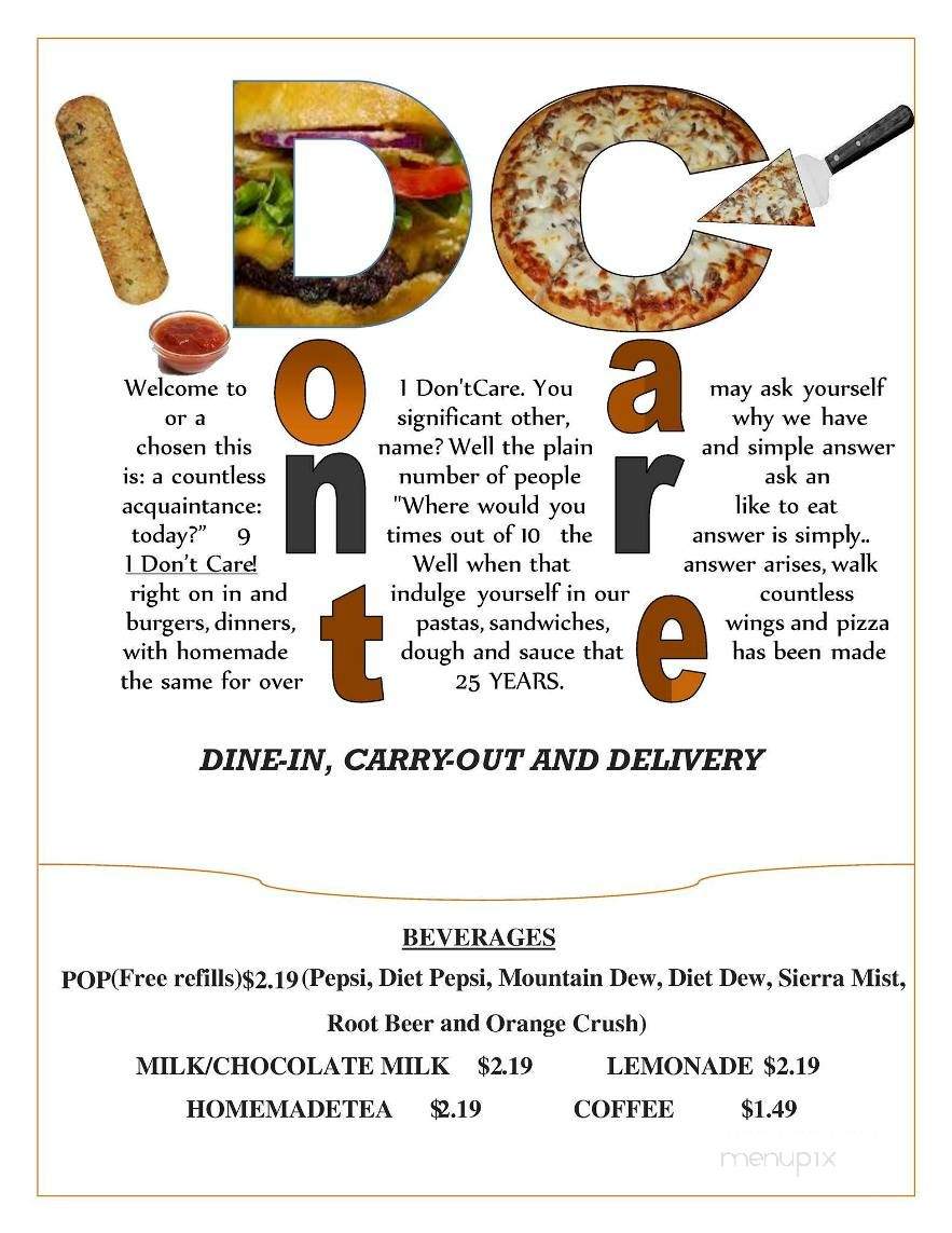 I Don't Care - Charles City, IA menu_pic