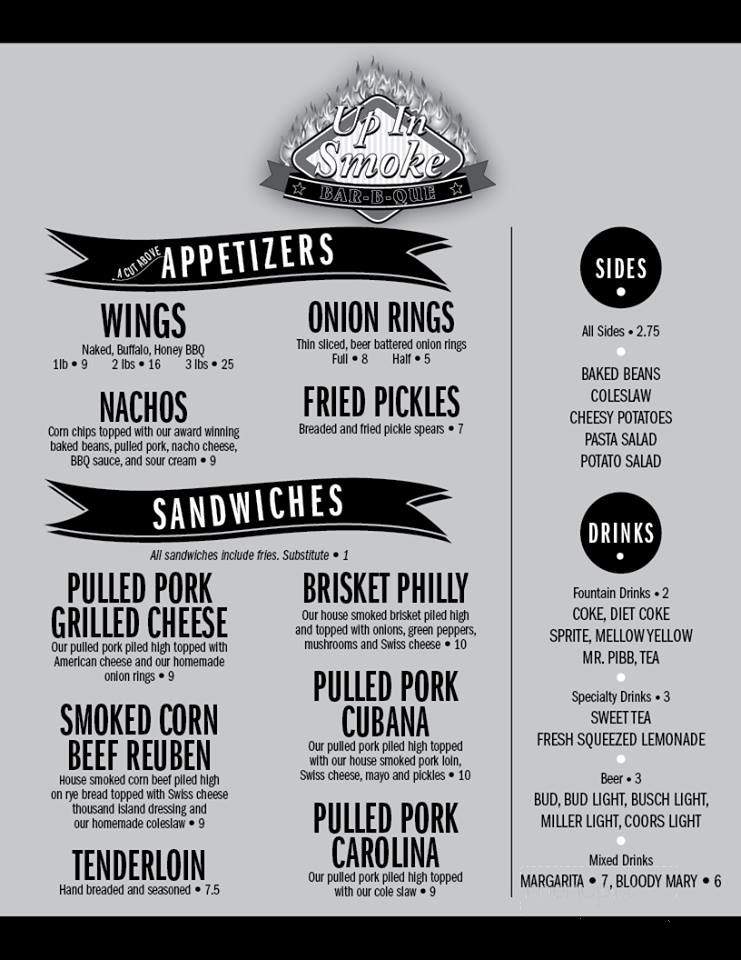 Up In Smoke BBQ - Afton, IA menu_pic
