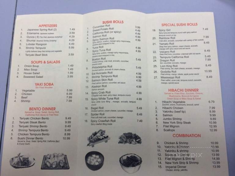 Yamato Steak House of Japan - Batesville, MS menu_pic