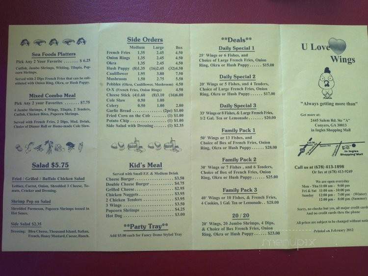 U Love Wings - Conyers, GA menu_pic