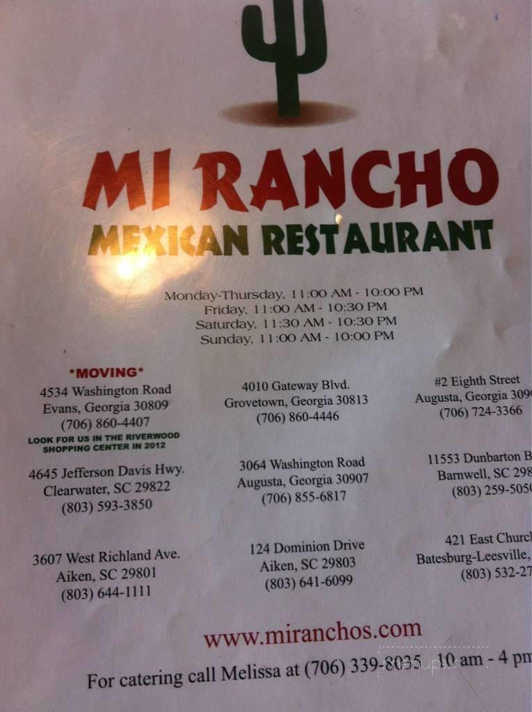 Mi Rancho - Augusta, GA menu_pic