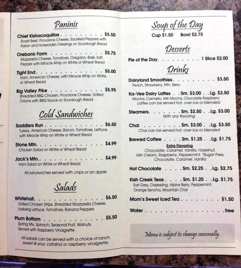 Taste of the Valley - Belleville, PA menu_pic