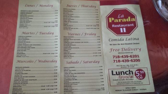 La Parada 2 - Sunset Park, NY menu_pic