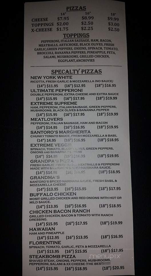 Santoro's Pizza & Subs - Port Richey, FL menu_pic
