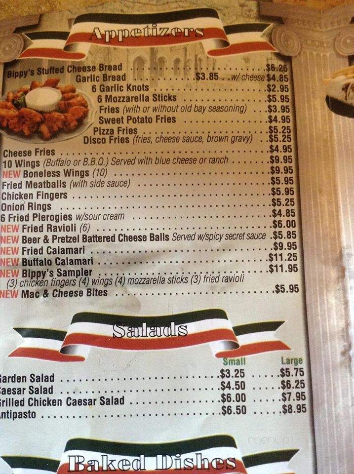 Bippy's Pizzeria - Seaside Park, NJ menu_pic