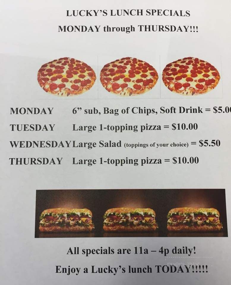Online Menu Of Lucky S Bar Zanesville Oh