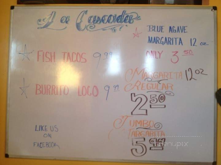 La Cascada - Gas City, IN menu_pic