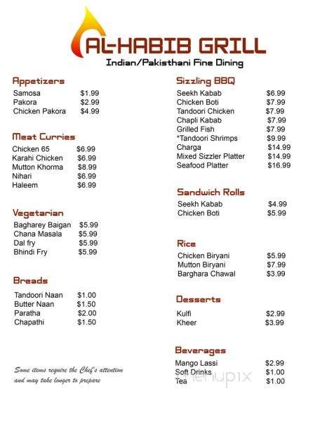 Al-Habib Grill - Chicago, IL menu_pic