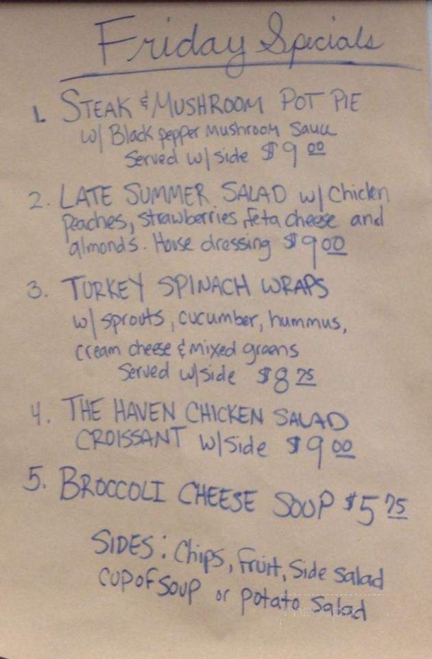 The Haven Coffee House - Lexington, SC menu_pic