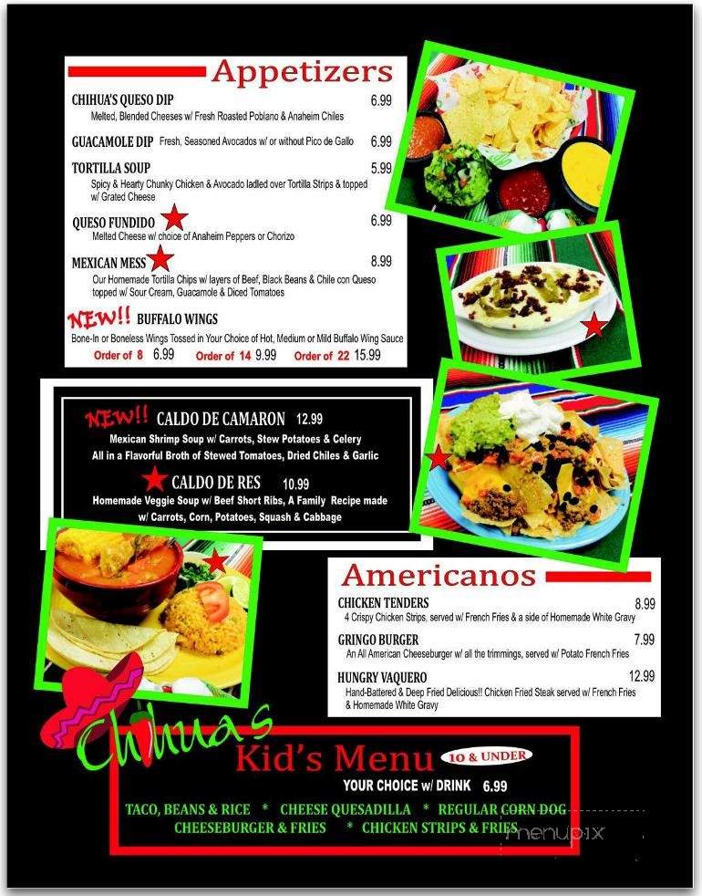 Chihua's Mexican Restaurant Bar & Grill - Perryton, TX menu_pic
