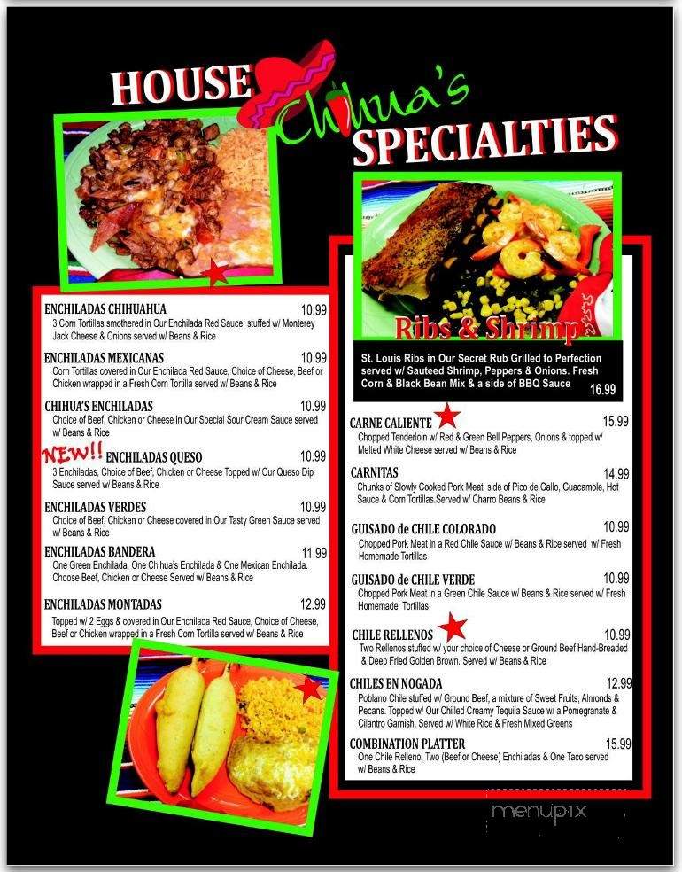 Chihua's Mexican Restaurant Bar & Grill - Perryton, TX menu_pic