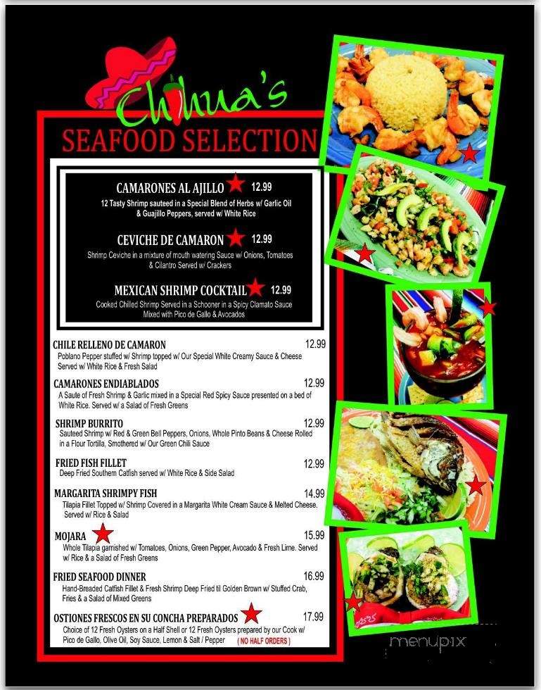 Chihua's Mexican Restaurant Bar & Grill - Perryton, TX menu_pic